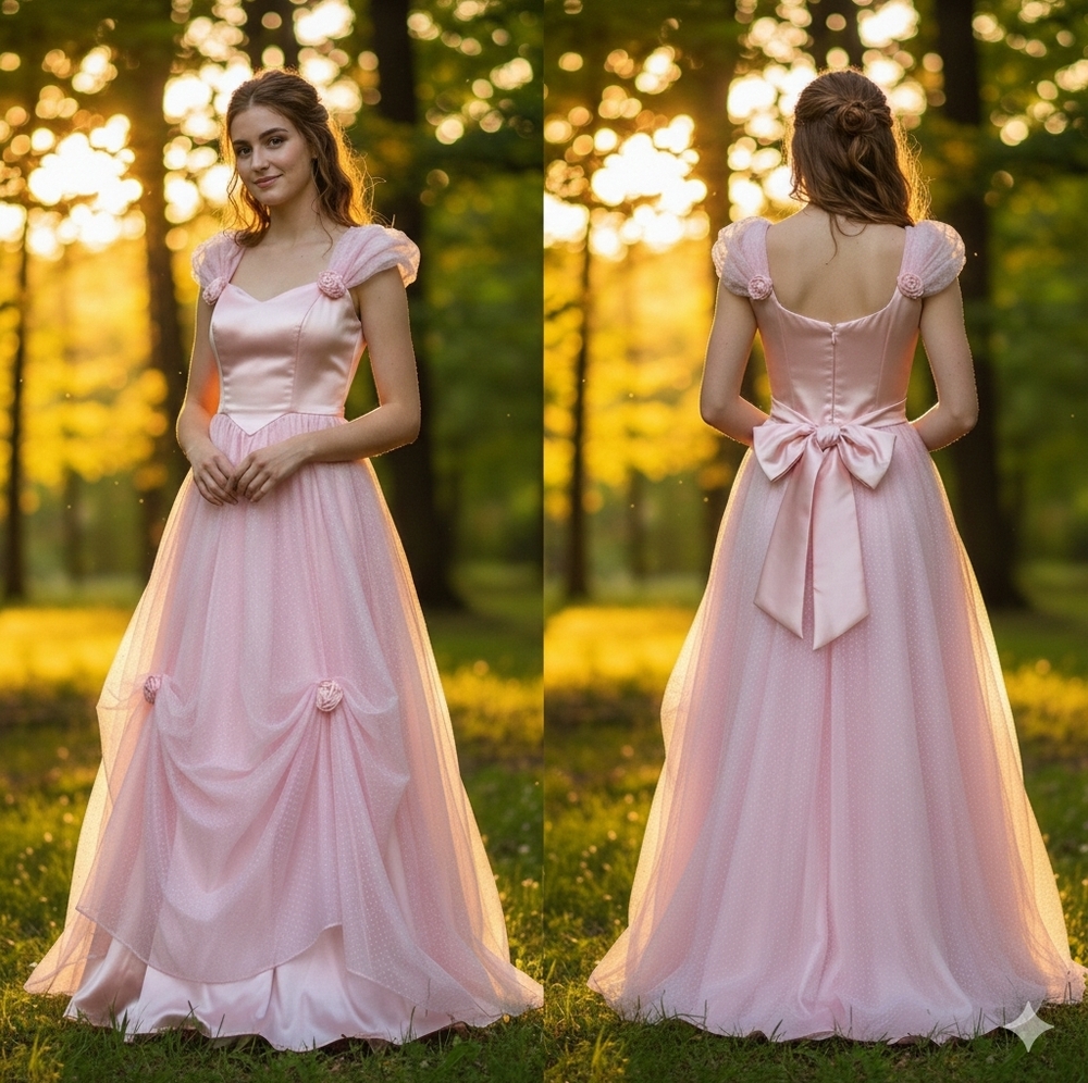 Gunne Sax Pink Asymmetrical Tiered Gown for Prom